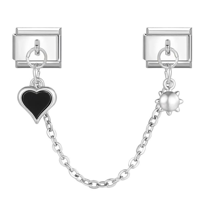 Flowers Moon Star Butterfly Heart Zircon Tassel Chain Italian Charm Links Fit 9mm Bracelet Stainless Steel DIY Jewelry Making