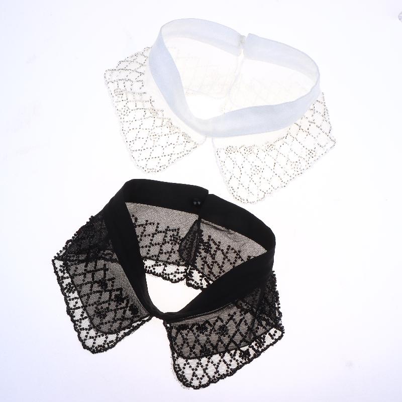 Elegant Detachable Lace Collar Embroidered Beaded False Collar Half Shirt Collar For Women Blouse Decoration Accessories