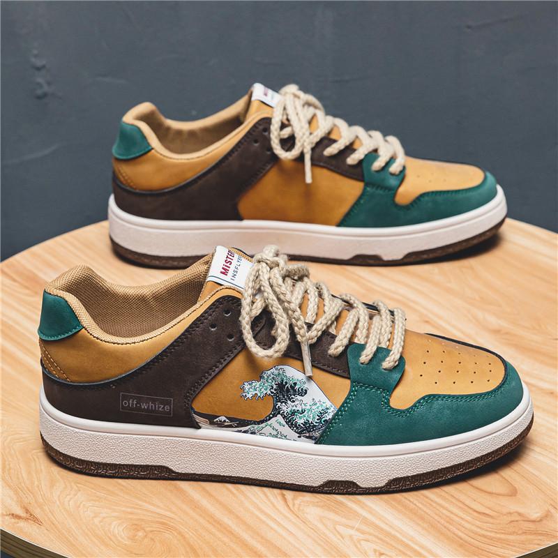 Men's Board Shoes Autumn Flat-soled Anti-odor Breathable Canvas Shoes Trendy Handsome Casual and Versatile Mesh Cloth Shoes Sports Shoes