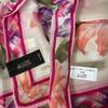 Used LEONARD FASHION Scarf Handkerchief Floral Pink 100% Silk 58cm Sheer