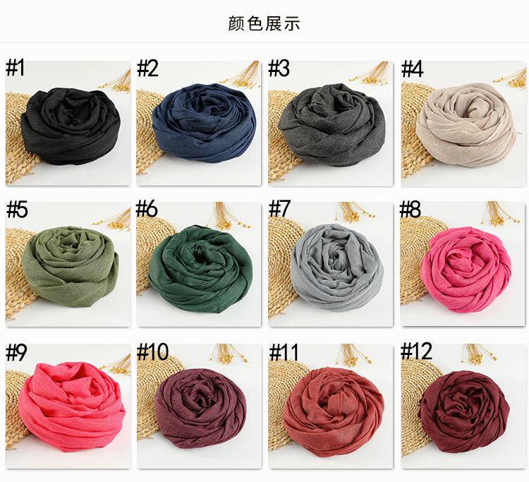 New Muslim Linen Cotton Scarf Hijab Big Size Soft Shawls For Women Muslim Scarves Solid Color Wraps Ladies Headband 190*100cm