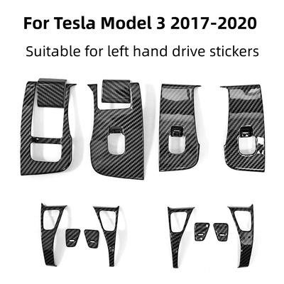 For Tesla Model 3 Model Y Car Window Control Panel Button Decor Sticker 14Pcs Door Switch Trim Frame Cover Car Interior Stickers