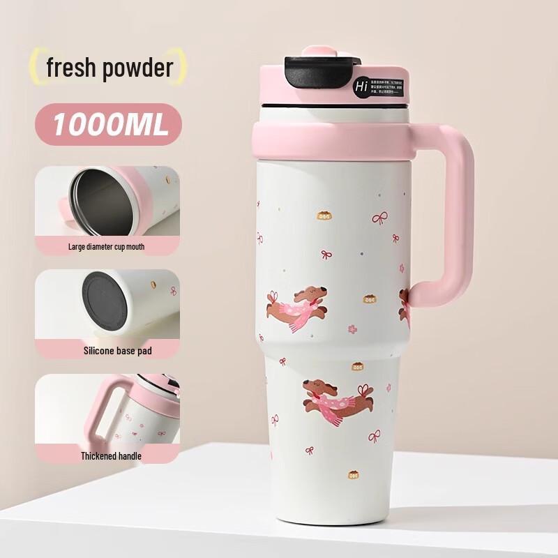 Etravel 1L 304 Stainless Steel Insulated Straw Tumbler