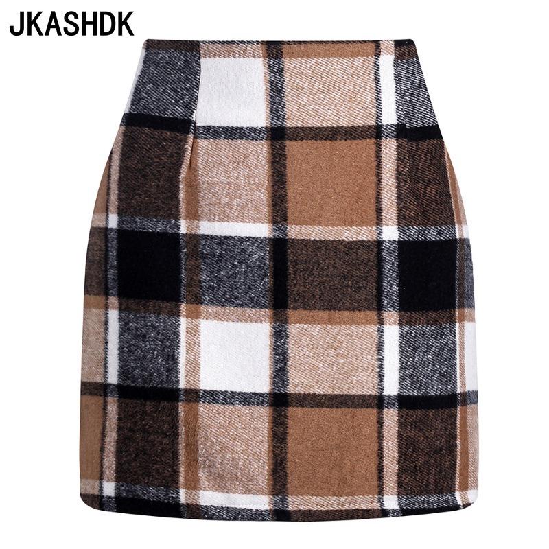 JKASHDK Gonne Casual Estive Primaverili da Donna con Stampa a Quadri