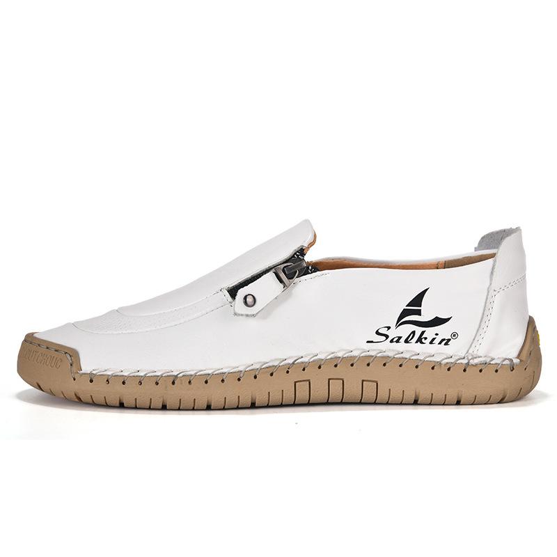 2025 Independent Station Foreign Trade Explosion Large Size Men's Shoes New Hand-stitched Casual Leather Shoes Low Top Board Shoes Men