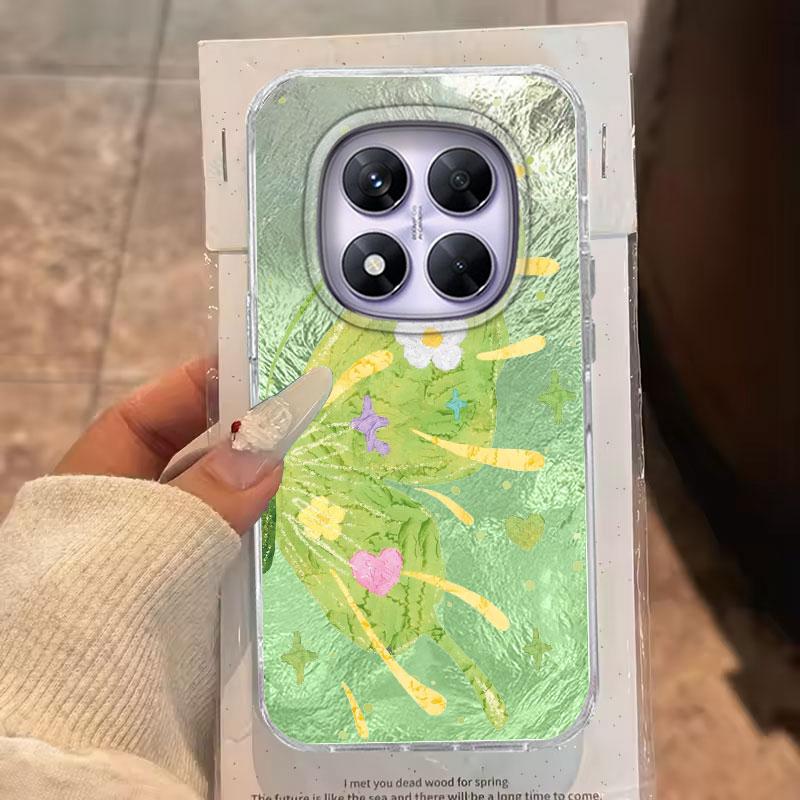 Case For Redmi Note 14 Pro Plus 13 Pro 14S 14C 13C A3 Xiaomi 14T 13T Pro Phone Cover Green Butterfly Gradient For Redmi A5 Bags