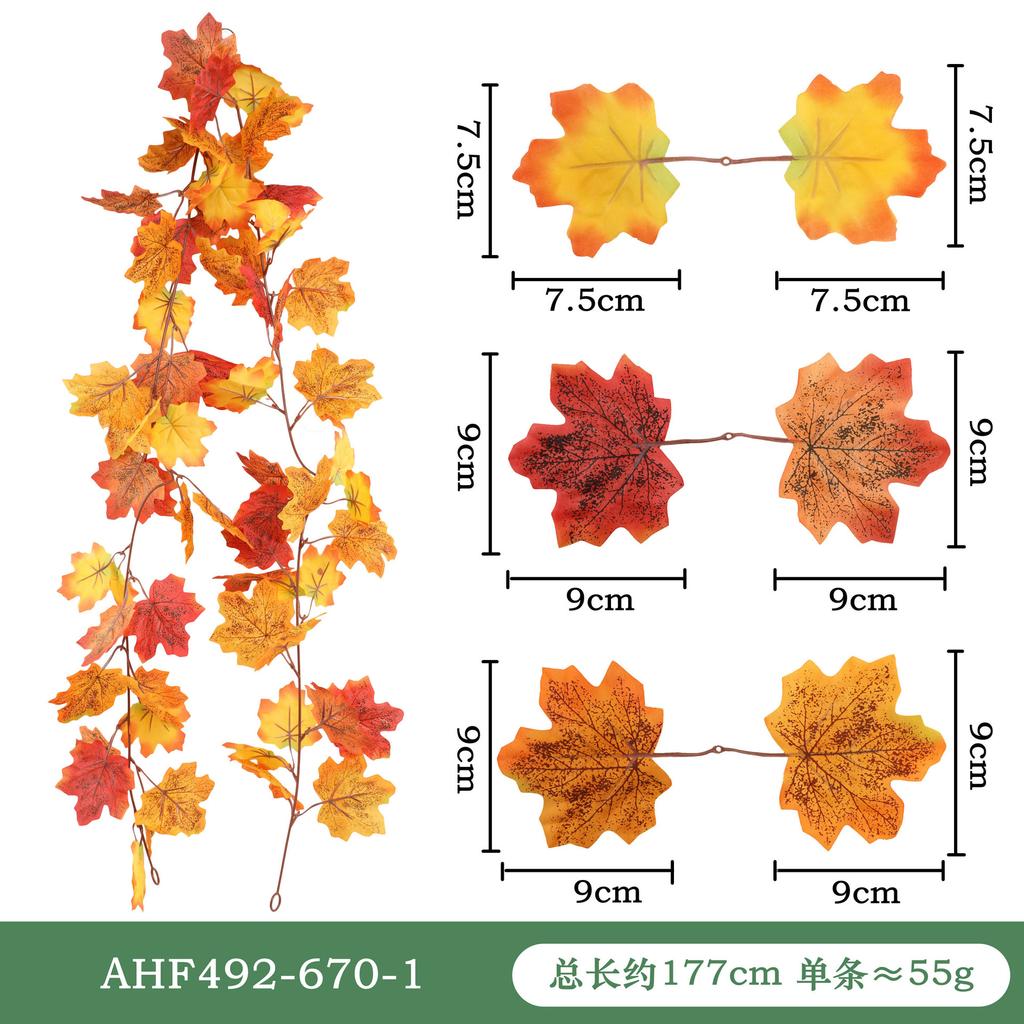 Fancyfamily 1PC Thanksgiving Simulation Maple Leaf Vine Wall Hanging Festival Home Decoration