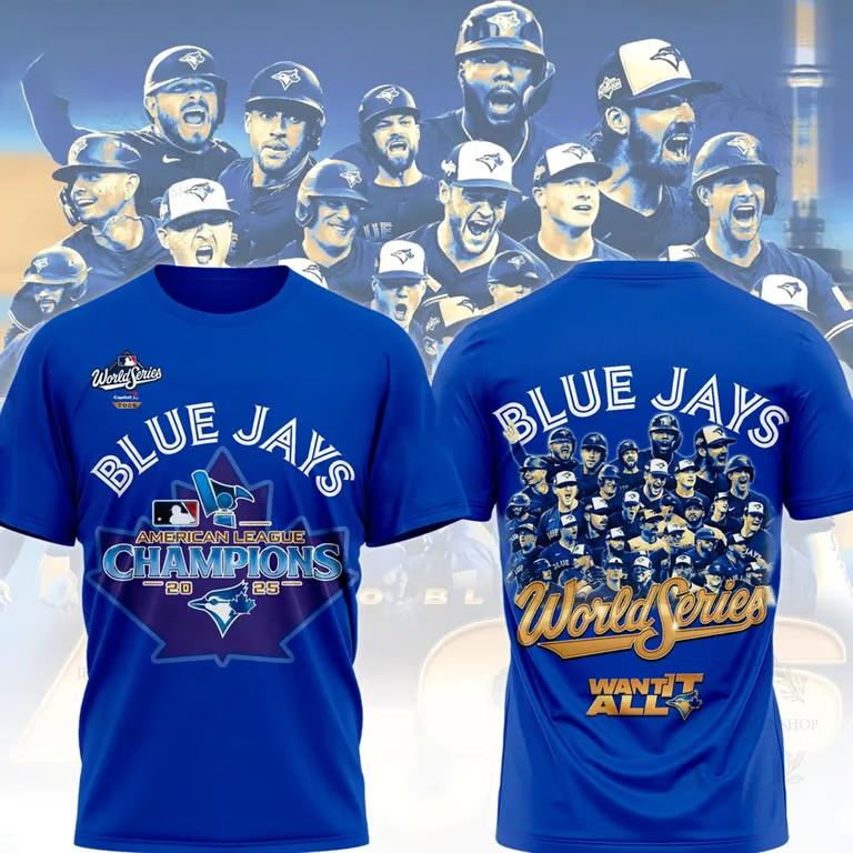 ГОРЯЧИЙ ТОВАР Blue Jays 2025 Имя и номер игрока Подарок для фаната Унисекс Футболка XXL
