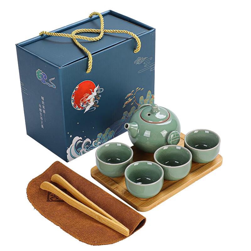 

Zhentao Ceramic Ge Kiln Tea Set with Tray
