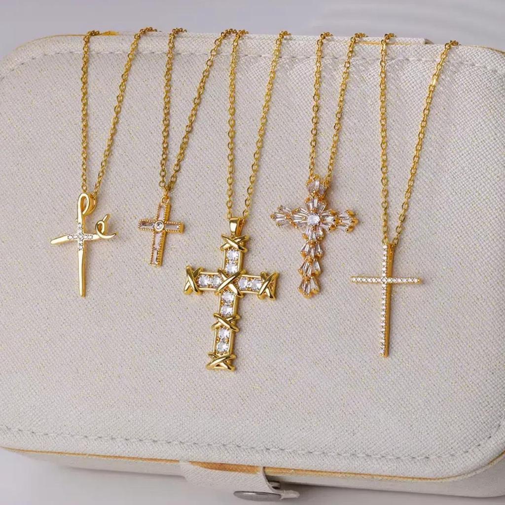 INS Style Luxury Zirconia Cross Pendant Necklace - High-end Clavicle Chain Jewelry