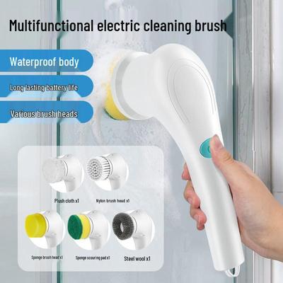 Multifunctional Electric Cleaning Brush with 5 Heads for Kitchen and Bathroom Use