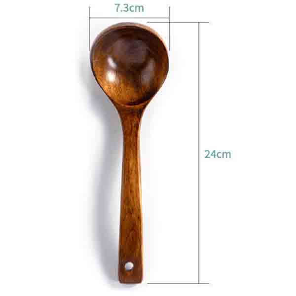 Kitchen Wooden Deep Cooking Spoon Wood Soup Porridge Ladle Scoop Spoon Utensil