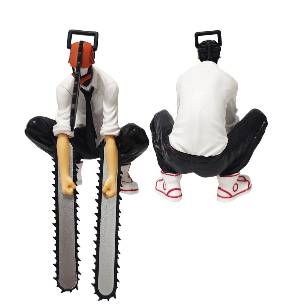 Chainsaw-wielding Figure with Human Blood Devil Scene, Perfect for Anime Ornament Collection.