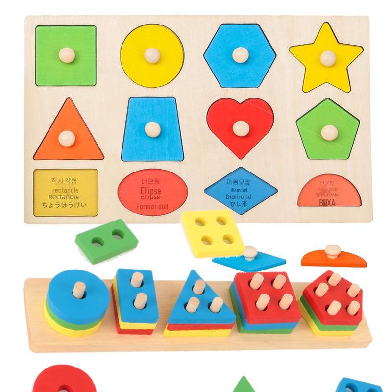

Доска для сопоставления геометрических фигур Монтессори: Игрушка для раннего развития малышей 0-3 лет