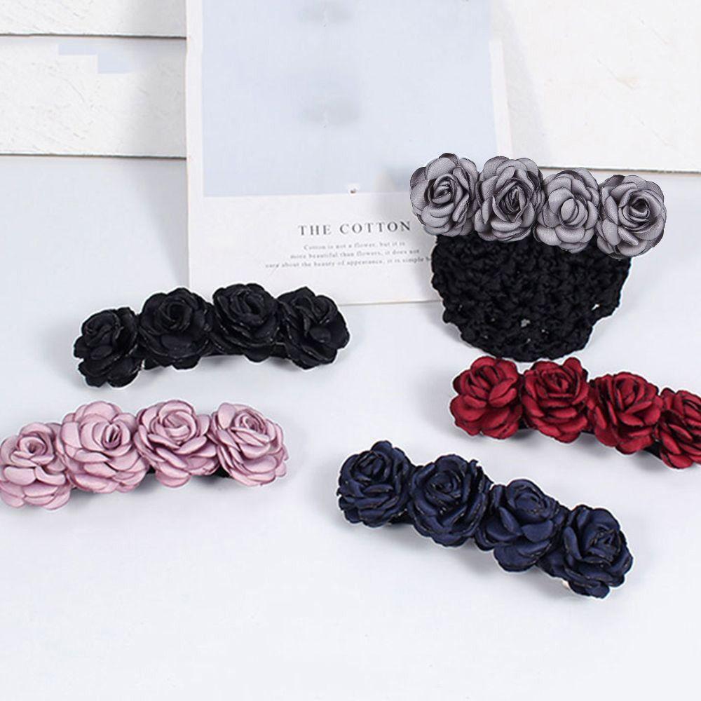 Bun Net Bank Staff Flower Bun Net Snood Women Hairpin Korean Style Headdress Rose Spring Clip