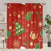 2 pieces of Cartoon Christmas tree star gift printing curtain - polyester material - suitable for bedroom living room study room