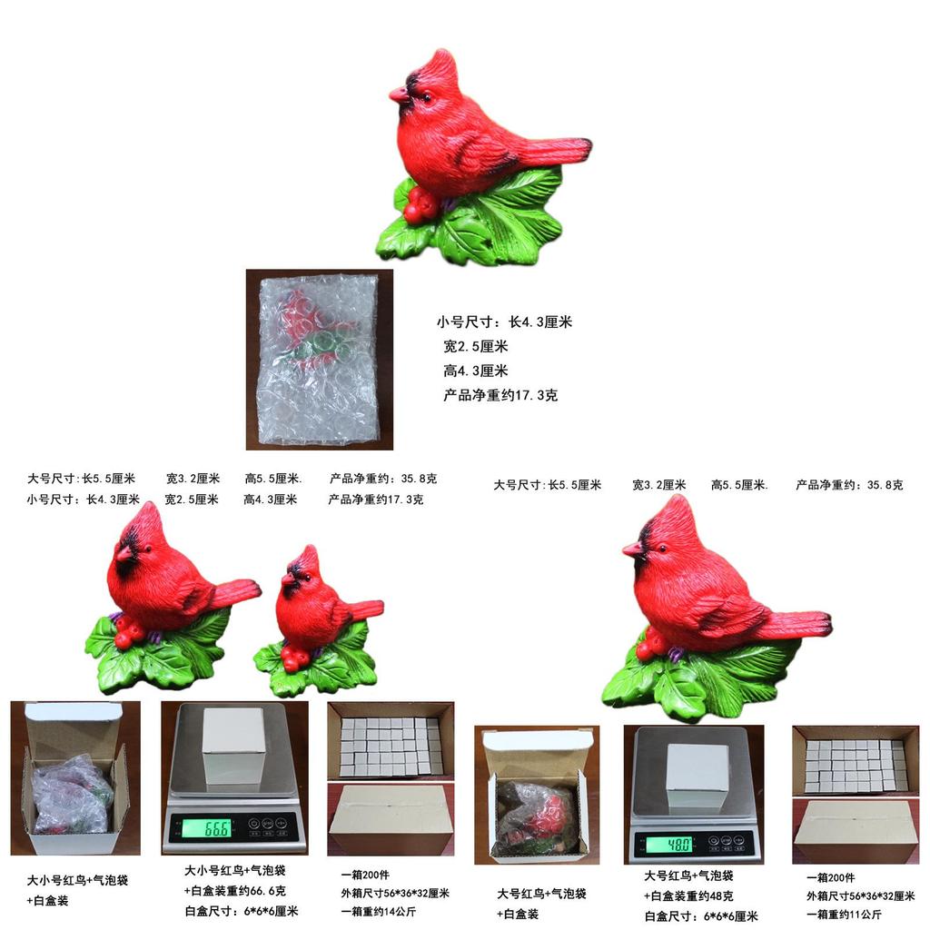 Christmas Red Bird Miniature Resin Landscape Decor With Modern Style For Home And Garden Use