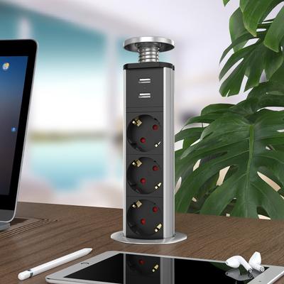 Intelligent Table Socket Pop Up Pull Power Point Sockets with USB Charger Tabletop EU Electrical Plug Outlets for Office Kitchen