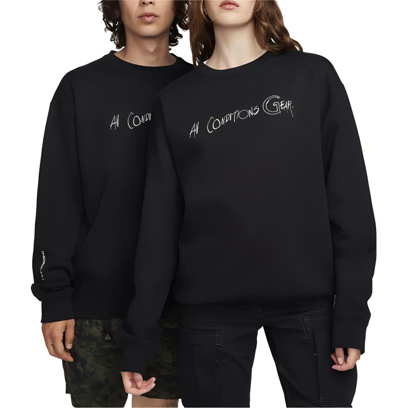 Nike ACG Therma-FIT Fleece Crew Sweatshirt With Letter Print Unisex Tops Black FD8761-010