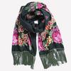 Ethnisch Stil Blumenmuster Russischer Schal Damen Luxus Blumenbedrucktes Bandana Strandtücher Retro Fransen Winter Pashmina Schal