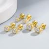 Gold 18K Zircon Screw Earrings - European & American Style Small Bone Studs