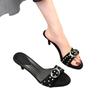 Slim heels cool slippers summer new temperament high heels slippers wear sandals low heels cool slippers women