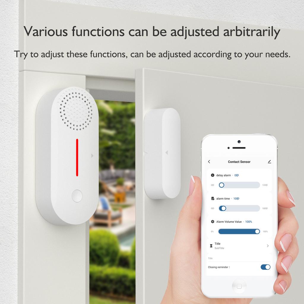 Smart WiFi Door And Window Alarm Sensor, Realtime Smart Door Sensor Sound Alarm, Pool Alarm For Kids Safety, Detector Security Alarm