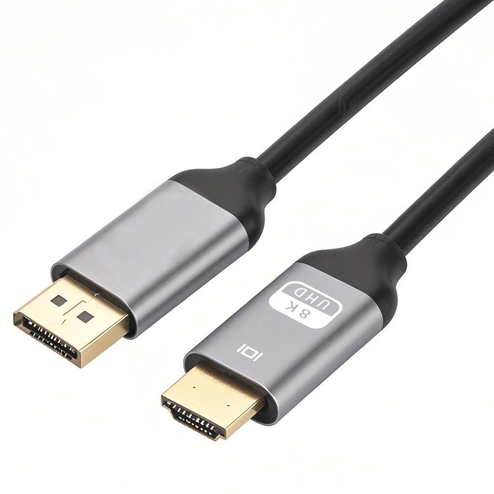 WT02 DP To HDMI Adapter Cable 8K@60Hz 1.8M High Definition Video Converter for Computer Monitor Connection