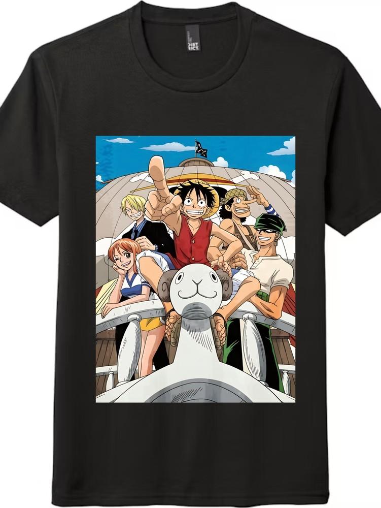 

One Piece Футболка с коротким рукавом Парус всех членов команды |Модный повседневный топ с аниме M