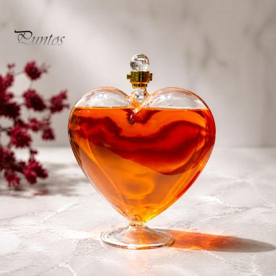 Carafe à Vin Hermétique avec Bouchon Bouchon en Forme de Cœur, Élégant Contenant de Service pour Liqueur à Texture de Cristal Carafe, Capacité 500 ml/1000 ml,