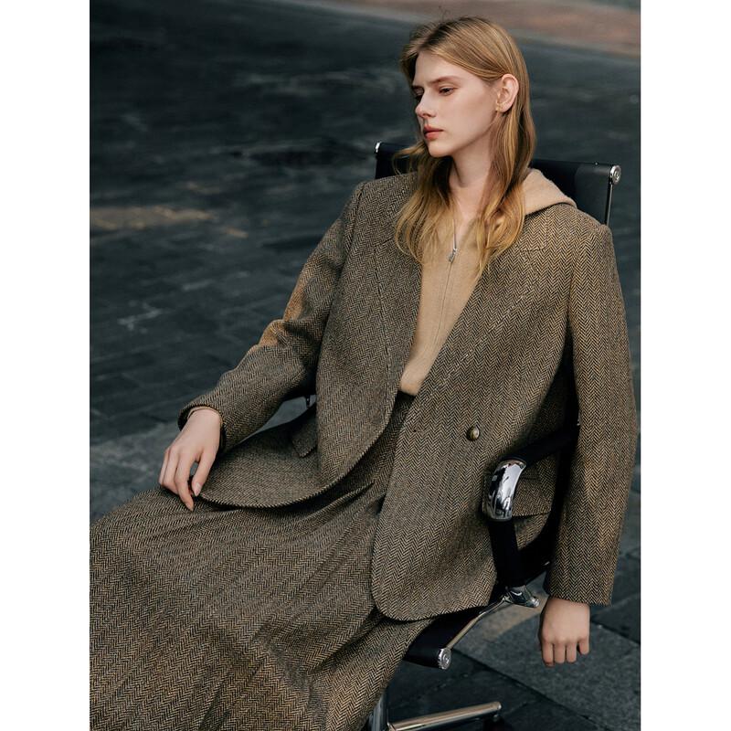ELLE Women's Herringbone Wool Blend Blazer