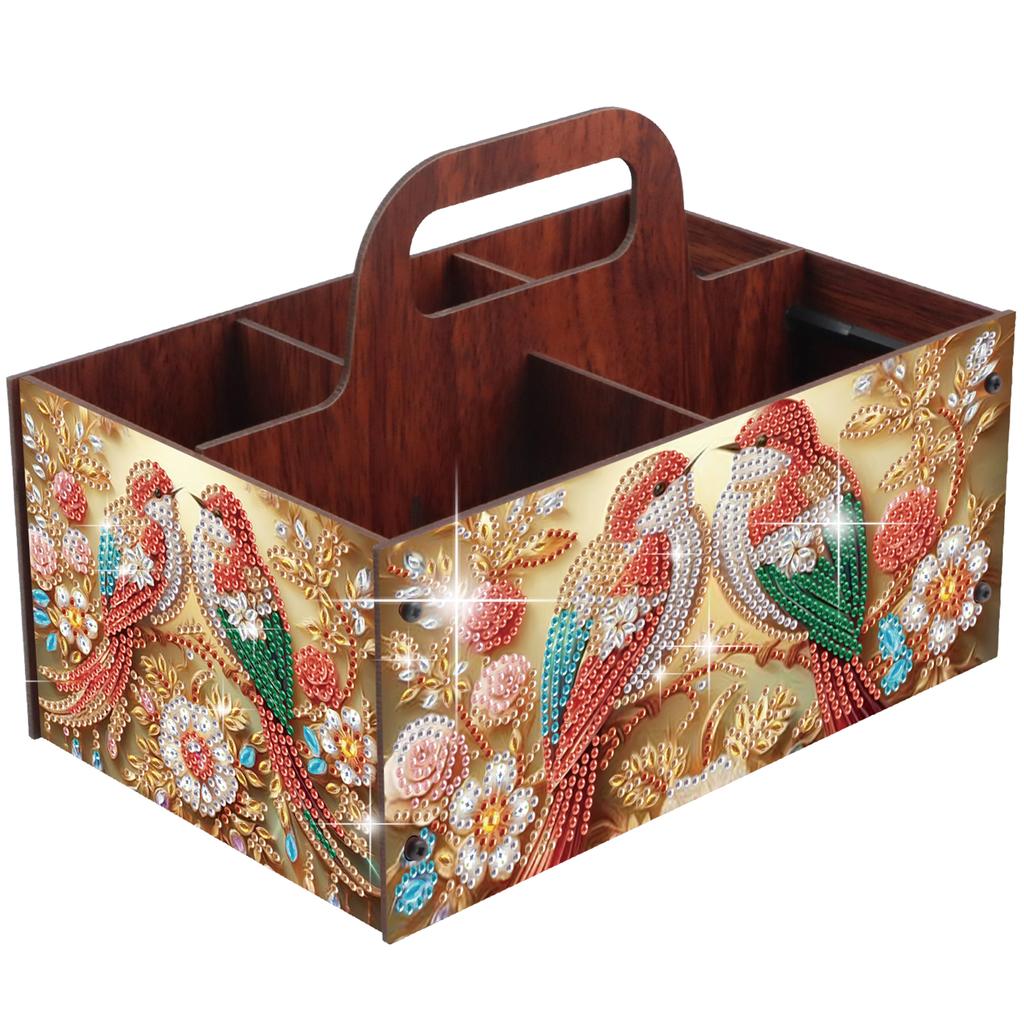 DIY Wooden Diamond Art Painting Storage Box Kit with Handheld Diamond Art Painting Holder Box for Home Office Decor Crafts Gift