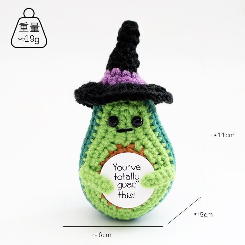 Handmade Knitted Halloween Pumpkin Doll With Card Home Decoration Crochet Positive Energy Pumpkin Dolls Room Christmas Gifts