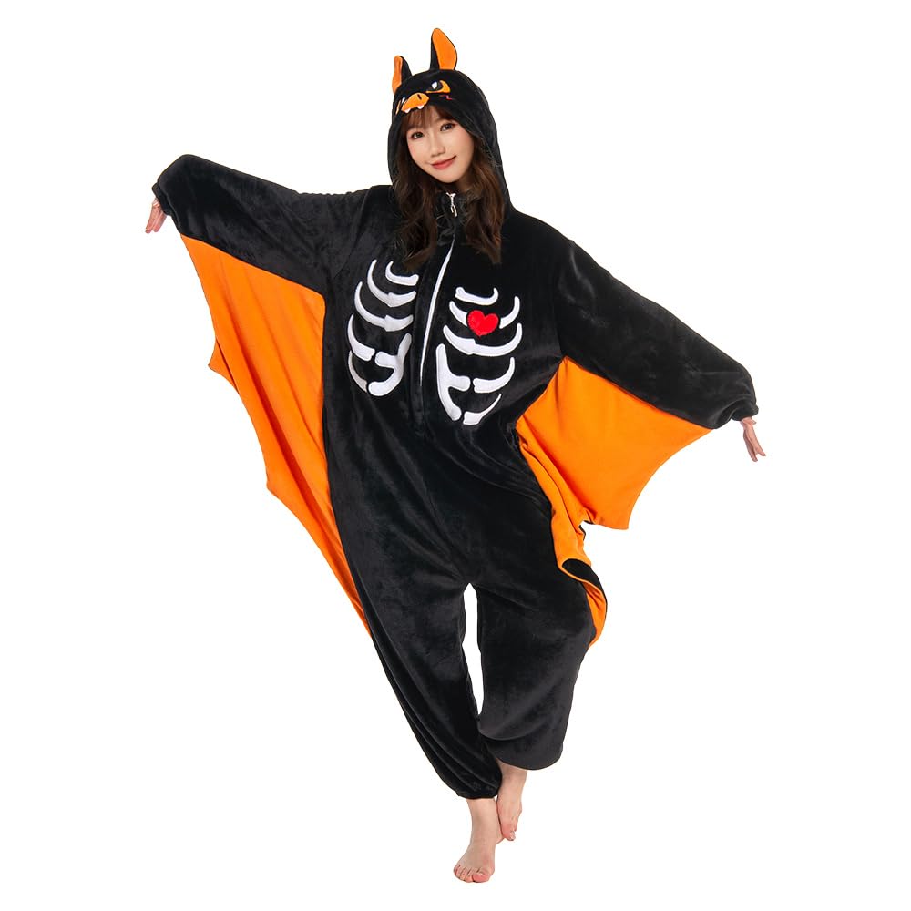 OLAOLA Bat Kigurumi Pajamas for Bat Cosplay Halloween Animal Warm and Perfect for Parties and Cold Weather Protection Adults, Costume, Costume,