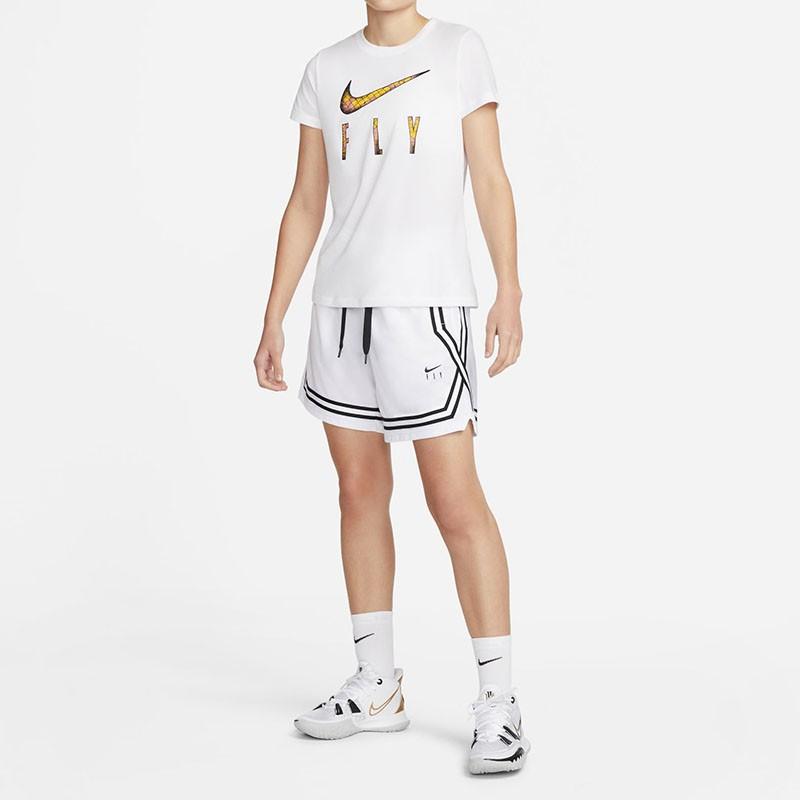 Nike Fly Crossov Embroidered Logo Striped Lace-Up Sports Shorts Women Shorts White DH7326-100