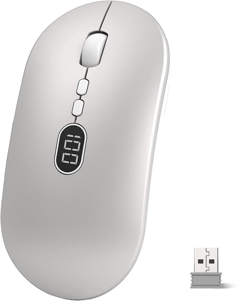 MAMBASNAKE X1 Wireless Mouse, 2.4GHz [Ultra-Slim Model, High Precision and Sensitivity], Quiet Click, Type-C Rechargeable, Power Indicator Screen,