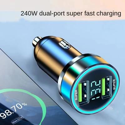 2 Port Super Fast USB Car Charger for IPhone 14 Pro Max 13 12 11 Oneplus Huawei OPPO Samsung 240W Quick Charging Adapter