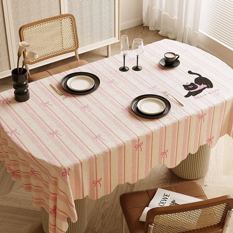 Printed Pattern Cartoon Dining Tablecloth Waterproof Heat-resistant Tea Table Cover Cloth Light Luxury High-end Fabric Decorate