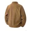 Men's Multicolor Corduroy Work Jacket Casual Outerwear Turn- Collar and Flap Pockets for Office Windproof Coats