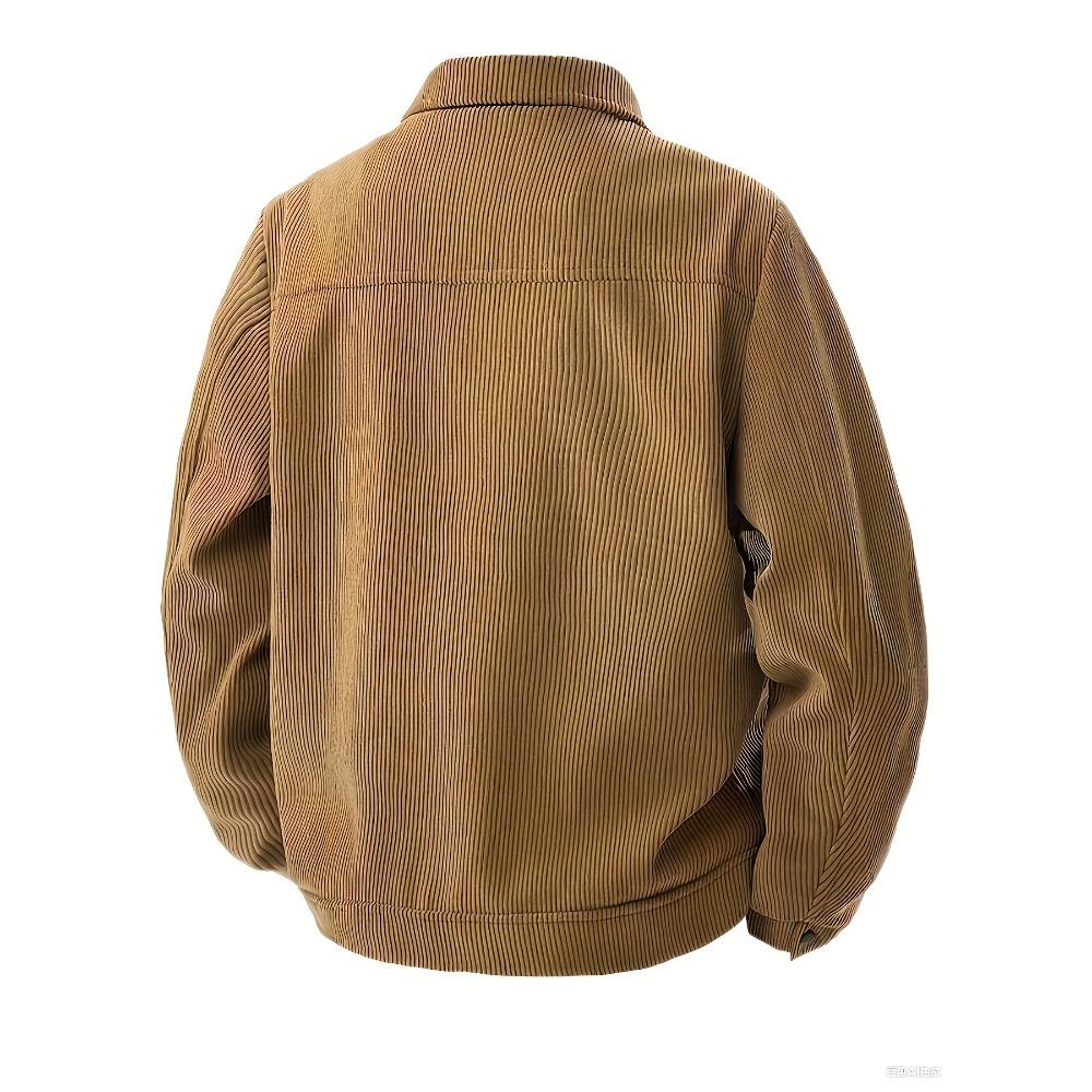 Men's Multicolor Corduroy Work Jacket Casual Outerwear Turn- Collar and Flap Pockets for Office Windproof Coats