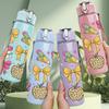 1PC Bow Ribbon Gift Collection 750ml Color Plastic Sports Water Bottle Leakproof Flip Straw Lid Suitable for Sports Office Home Use