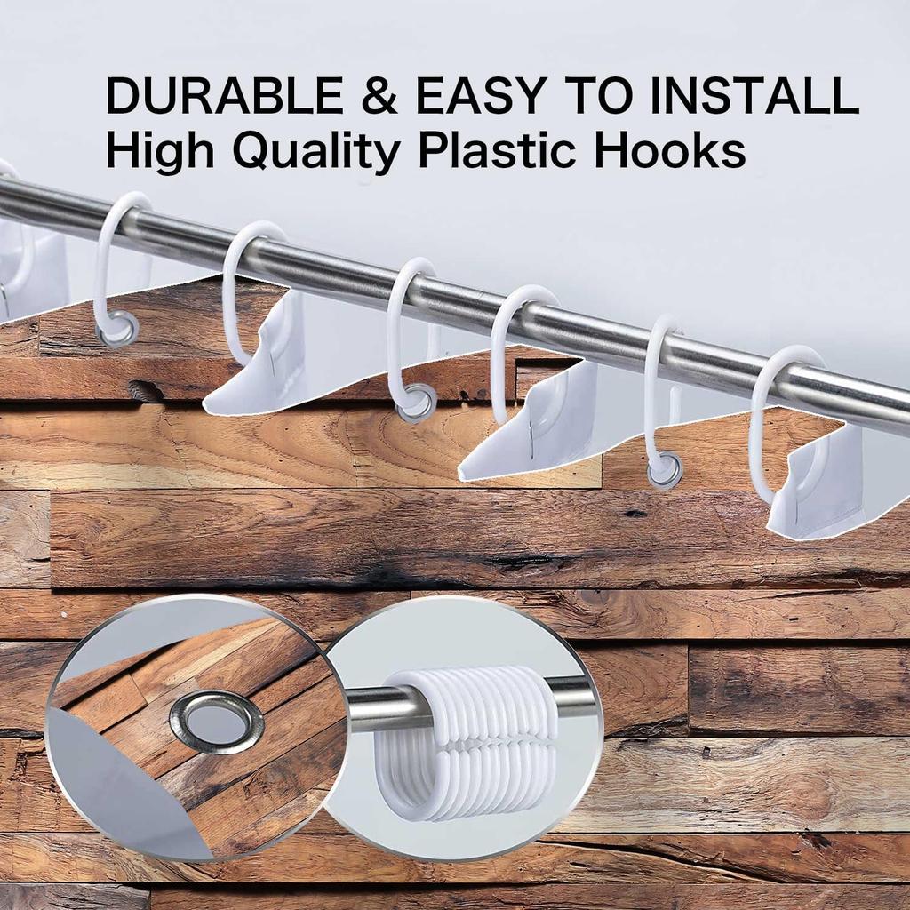 JAWO Rustic Barn Door Shower Curtain, Wood Panels Wall and Floor Texture, Polyester Fabric Bathroom Decor, Bath Curtain with Hook, Bathroom