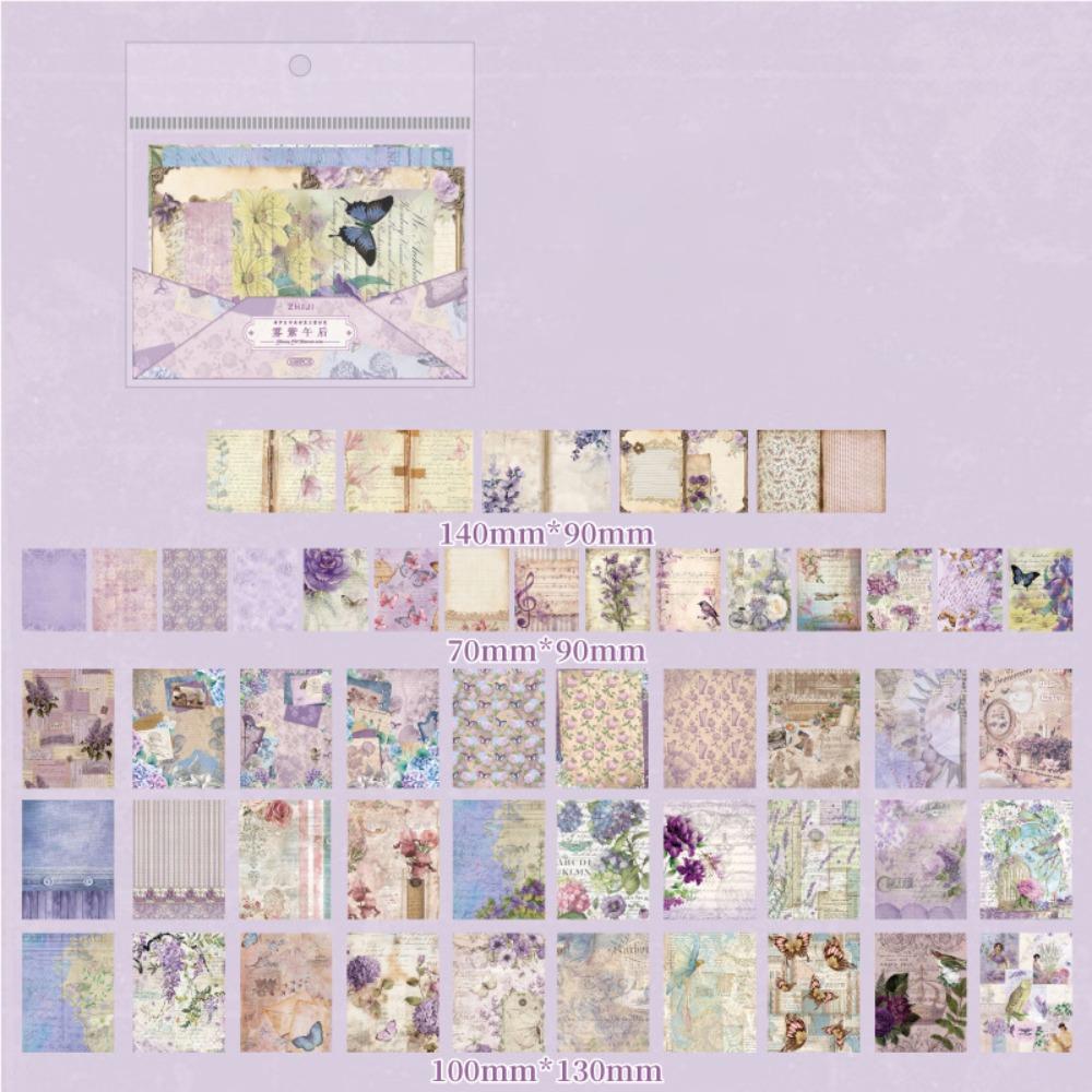 

Qimeng Old Testament Series Scrapbook Paper Set 100 Sheets Decorative Paper Sheets Journal Making Misty Purple