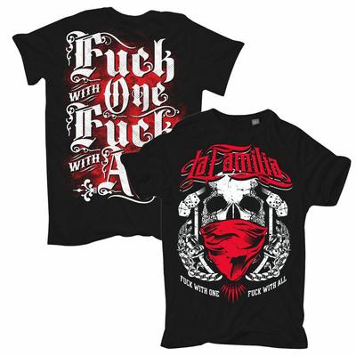 La Familia Fck Fuck With One Oldschool Biker Support Skull 10 Unisex T-Shirt