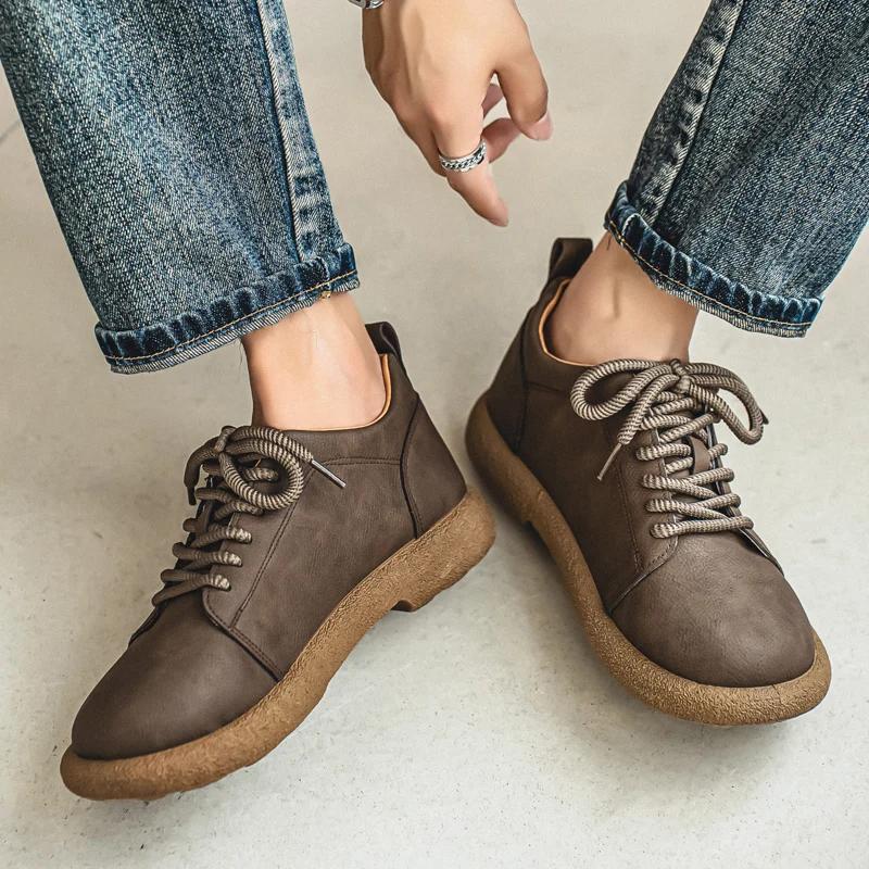 Men's Casual Shoes Comfortable Retro Men's Leather Casual Shoes Men's Fashion Retro Flat Boots for Men Shoes