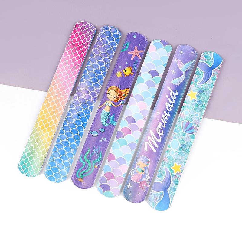 12pcs Mermaid Slap Bracelets Kids Girls Little Mermaid Birthday Party Favors Gift for Guest Classroom Prize Goodie Bag Filler