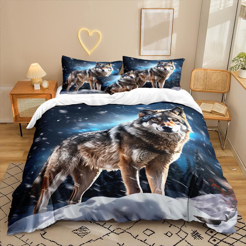 

Комплект постельного белья из трех предметов серии «Волк» с 3D цифровой печатью: простыня, пододеяльник 210 * 210 3pcs set