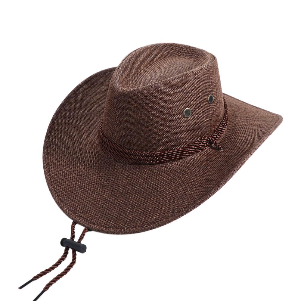 Vintage Linen Western Cowboy Hat Wide Brim Climbing Hat Summer Sun Hat Sun Protection Cap Beach Cap Beach Sunscreen Cap Holiday