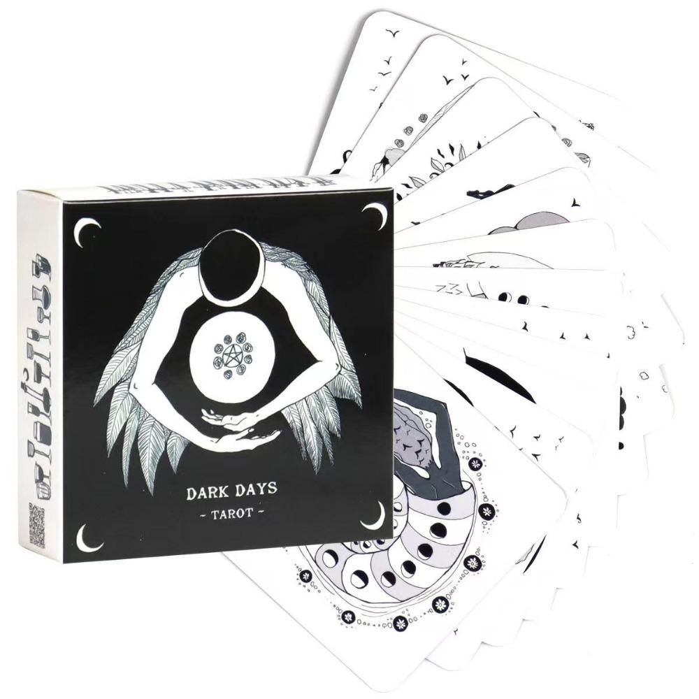 Dunkle Tage Tarot: Ein 78-Karten-Illustrations- und Wahrsagedeck, inspiriert von göttlicher weiblicher Energie, Schwarz-Weiß, 7,5 x 7,5 cm