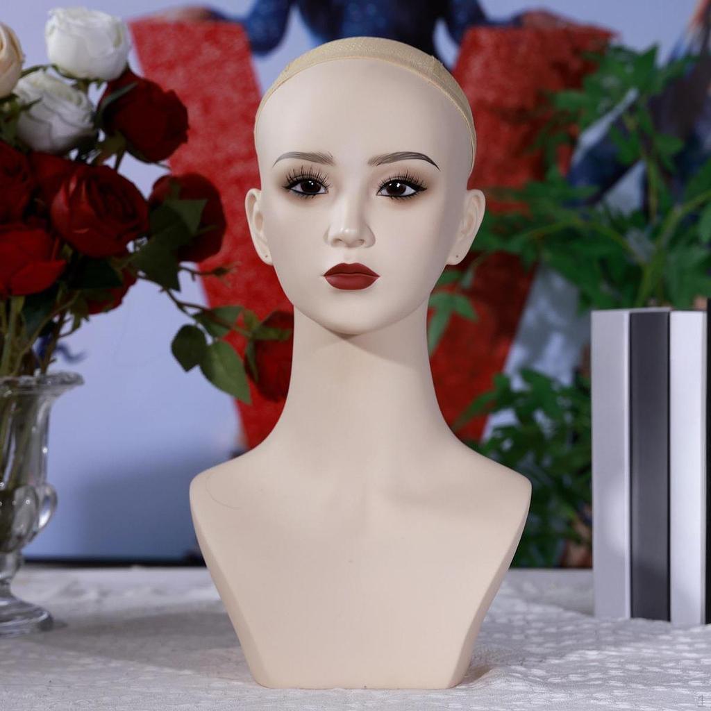 Female Manikin Head Display Stand Hat Rack Holder for Hairpieces Necklace